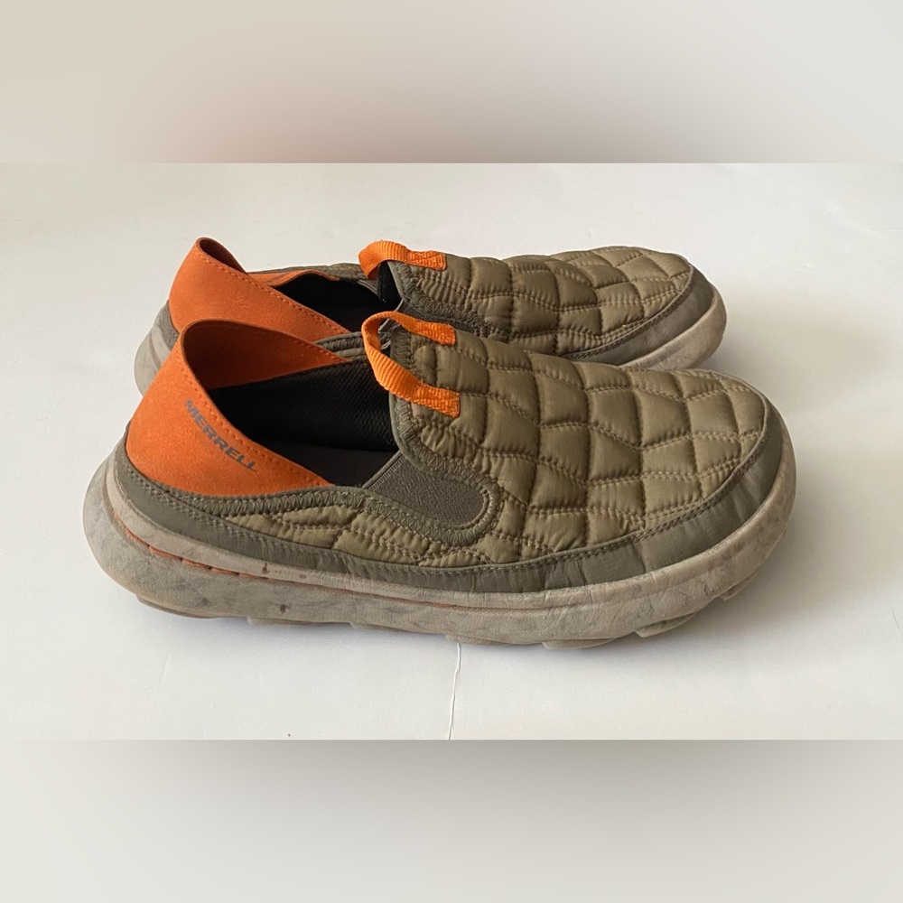 MERRELL Olive MEN'S HUT MOC 2 SLIP ON LOAFER QUILTED SLIPPER SNEAKER Size 9